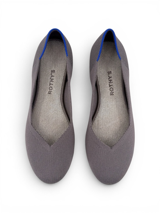 Rothy's Shoes - ROTHY'S The Flat Round-Toe Slip-On Knit Ballet Flats in Pebble Grey 9
